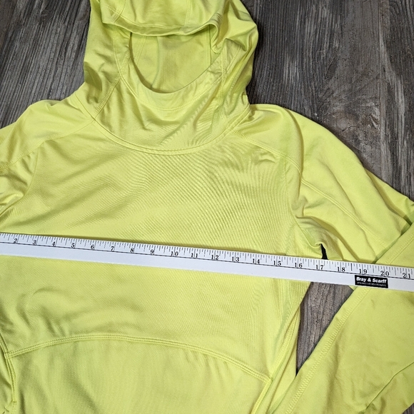Athleta womens activewear pullover hood long sleeve neon yellow Sz S - Picture 2 of 7
